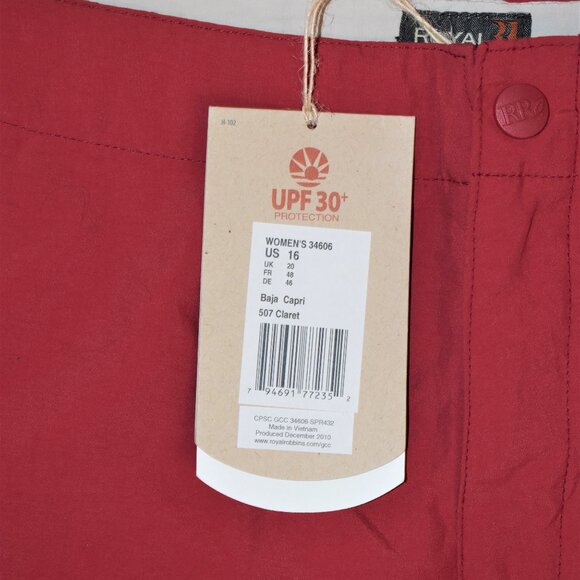 NWT Royal Robbins Baja Capri‎ Nylon Pants SPF 30+ Size 16 - Picture 4 of 5